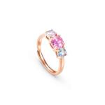Colour Wave Ring With 3 Coloured Stones