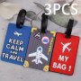 3PCS Mixed Creative Pvc Luggage Tags Boarding Passes Identification Hanger Tags Suitcase Travel Tags Multi Functional Anti-loss Hanging Tags Name Address Id Card Set