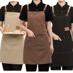 1PC Canvas Waterproof Dining Apron With Pockets Perfect For Coffee Bars Restaurants Milk Tea Shop Flower Shop Coffee Baker Water