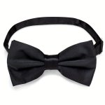 Adjustable Black Bow Tie For Formal Suits - Polyester Perfect For Daily Office Wear