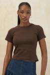 Fitted Ribbed T-Shirt - XL Chocolate