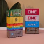 MINI Cargo Container Iron Drawer Organizers Set - Christmas Theme Compact Desktop Storage Boxes - Multi-purpose Office Desk Acce