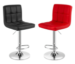 Smte Stylish Chrome Base Bar Stools Set Of 2 Black With Keychain