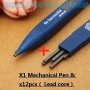 2B Black Mechanical Pencil With 12 Refills - Durable Plastic Ideal For Office And School Use