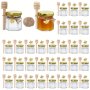 20PCS/30PCS/50PCS/60PCS Honey Jars Premium 1.5 Oz Hexagon MINI Glass Jar With Wood Dipper Golden Lid Bee Pendant Jute Rope Small Containers Bottles For Jam