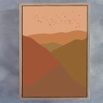 Colour Field Landscape Warm 2 Art Print - A4 Framed Canvas With Natural Wood Frame