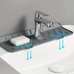 1PC Silicone Drain Mat Kitchen And Bathroom Splash-proof Drain Mat Drain Mat Grey black
