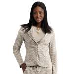 Fine Leaf Pattern Print Blazer - Beige XL