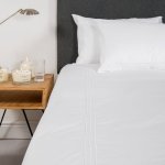 Bambo O 440 Thread Count 3 Line Satin Stitch DUVET COVER SET - White - King 230 X 220CM
