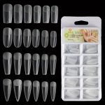 100PCS Clear Full Cover Nail Tips Medium Long Almond Shaped Fake Nails Press On Nails Acrylic Fake Nails Artificial Fingernails