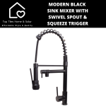 Modern Black Sink Mixer With Swivel Spout & Squeeze Trigger