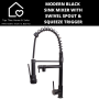 Modern Black Sink Mixer With Swivel Spout & Squeeze Trigger