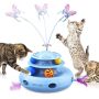 Cat Toys 4-IN-1 Rechargeable Automatic Interactive Cat Toy With Fluttering Butterfly Random Moving Ambush Feather Two-tier Track Balls 5H Smart St