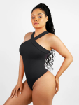 Criss Cross Halter Bodysuit - Black - Xsmall small
