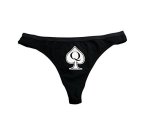 Queen Of Spades Qos Thong Panty Spade With Letter Q Small Black With White