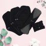 5PCS Set Black Reusable Bamboo Fiber Hygiene Panty Liner Health Comfortable Female Menstrual Pads Good Absorbent Mama Pads