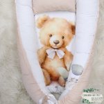 Baby Safe Nest Safe Sleeping Pod Teddy Bear Herringbone Eucalyptus