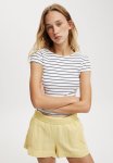 Cotton On Rosa Low Back Short Sleeve Top - Classic Stripe White black