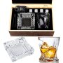 Whiskey Glass Gift Set - Bourbon Whiskey Stones Gift Set - Rocks Whisky Chilling Stones - Scotch Glassess Gift In Wooden Box - Wisky