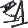 Gleam A-frame Metal Folding Stand - Electric & Acoustic Guitars Bass & Banjo - Non-slip Rubber & Foam Arms - Black