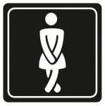 Ladies Toilet Symbolic Sign - White Printed On Black Acp 150 X 150MM