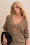 Relaxed Fit Tie Cardigan - XL Sand
