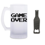 Game Over Beer Glass And Bottle Opener