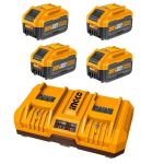 Ingco - Fast Intelligent Dual Charger With 4 X 6.0AH Batteries