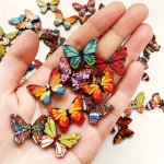 30 50PCS Wooden Butterfly Buttons Assorted Colorful Patterns For Diy Crafts Scrapbooking Clothing Decoration And Party Favors