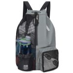 Wandf Swim Bag Mesh Drawstring Backpack With Wet Pocket Beach Backpack For Swimming Gym And Workout Gear Grey