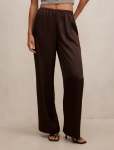 Sara Satin Wide Leg Pants - 16 Chocolate