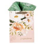 Congratulations Neutral Floral Portrait Gift With Gift Tag