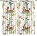 Fblifil Woodland Nursery Curtains Rustic Forest Animals Watercolor Wild Safari Animals Bear Fox Deer Lodge Cottage Blackout Wind