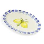 Oval Blue Striped Lemon Platter