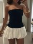 Ruffle Hem Solid Tube Dress Elegant Strapless Backless Ruched Dress For Spring & Summer Women's Clothing
