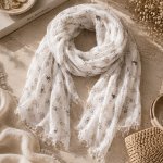CAT Ptiny Rawedge Bamboo Scarf - White Free