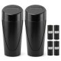 Ninefox 2 Pack Car Trash Can With Lid Car Garbage Can Cup Holder MINI Leakproof Vehicle Trash Bin With 60PCS Trash Bags Organizers And
