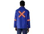 Artisan Premium 100% Cotton Jacket - Reflective Arms & Back - Orange Tape - 5XL Royal Blue
