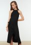 Halter Neck Flywheel Hem Dress - Black