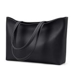 Kalidi Tote Bag Zipper Shoulder Bag Faux Leather Purses Satchel For Women Casual Handbag Work Dating College Black