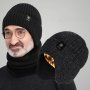 Men's Winter Coldproof And Warm Hat Ear Protection Thickened Knitted Beanie Hat & Scarf Set