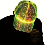 1PC LED Light Up Hat For Men 7 Colors Glow Hat Fiber Optic Rave Luminous Baseball Cap For Women USB Charging Headwear Daily Part