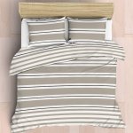 Easy Care Polycotton 144 Thread Count DUVET COVER SET - Contempo Stripe - King 230 X 220CM