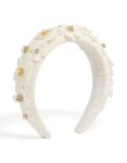 White Padded Lace Pearl Flower Headband