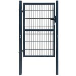 Fence Gate Garden Gates And Fences 2D Fence Gate Single Anthracite Gray 41.7" X 66.9" For Residential Outdoor Yard Patio Entry W