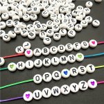 100PCS 7MM Round Letter Beads Acrylic Beads Letter Mixed Color Diy Letter Spacer Beads Bangle Jewelry Accessories Halloween Than