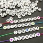 100pcs 7mm Round Letter Beads Acrylic Beads Letter Mixed Color DIY Letter Spacer Beads Bangle Jewelry Accessories Halloween Thanksgiving And Christmas Gift