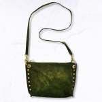 Genuine Leather Suede Detail Bag - Olive Free
