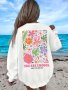Women's Tropical Print Fashion Sweatshirt - Casual Polyester Crew Neck Pullover Machine Washable