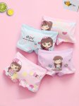 4 Pcs Girl's Cute Cartoon Girl Print Briefs Soft & Comfy Cotton Underwear Set For All Season Wearing